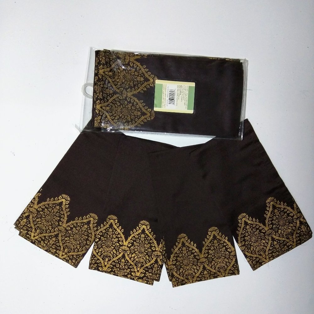 Napkins (NEW) - SET of 8 - Gold & Brown!